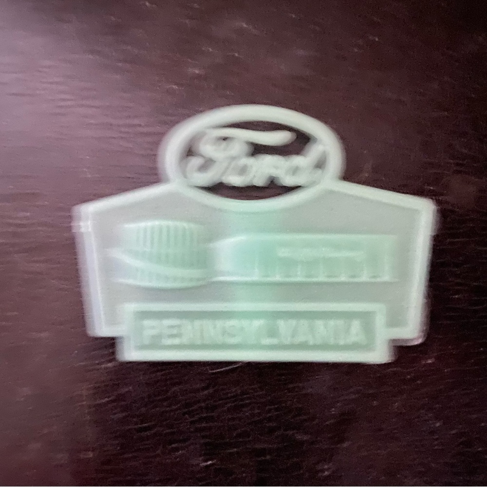 Vintage 60s 1960s Ford Motor Emblem Pennsylvania Glow in dark Green World’s Fair